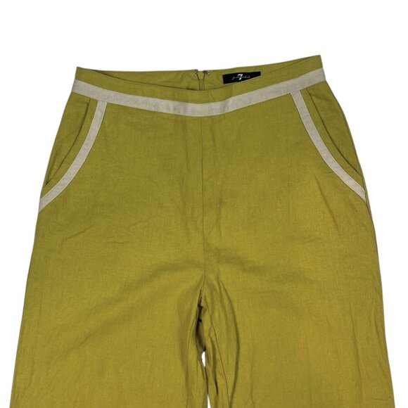 7 For All Mankind Linen Trouser Pants Size Small Golden Mustard High Rise 83147 - Picture 7 of 11